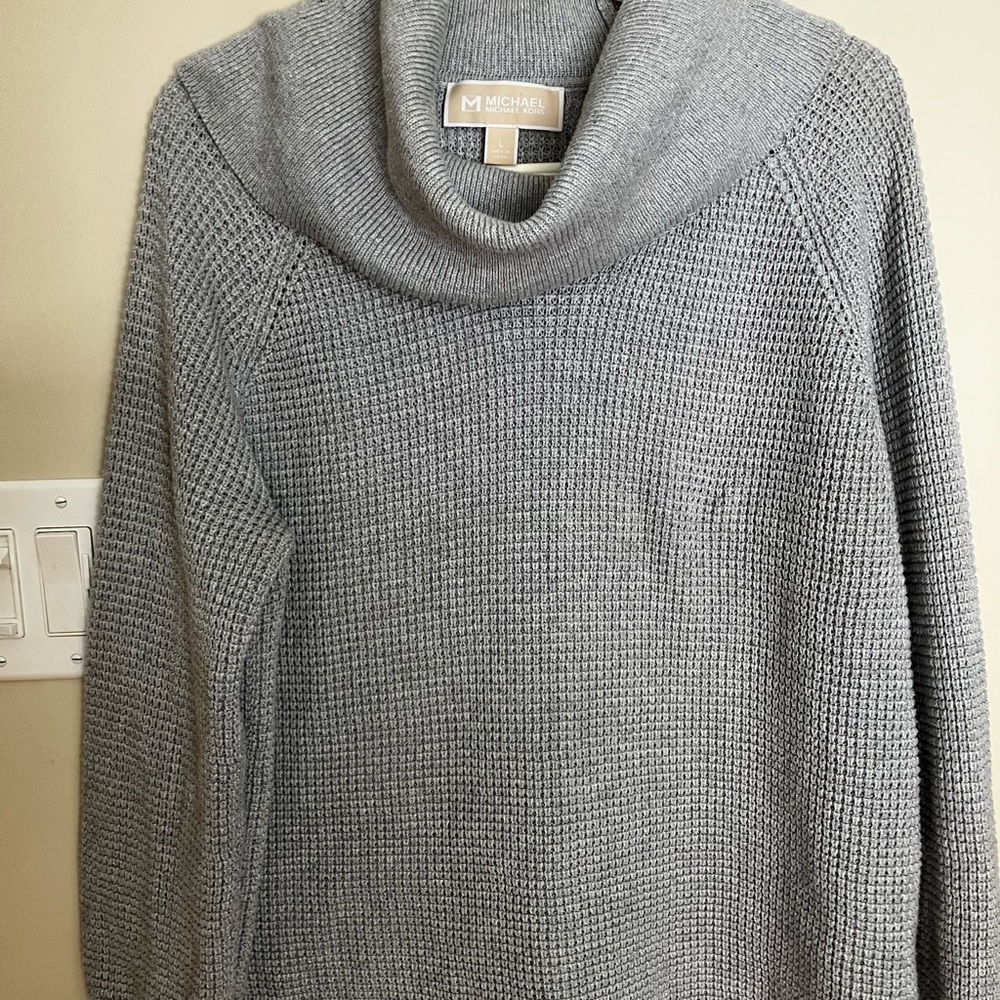 Michael Kors Oversized Light Gray Cowl Neck Sweater